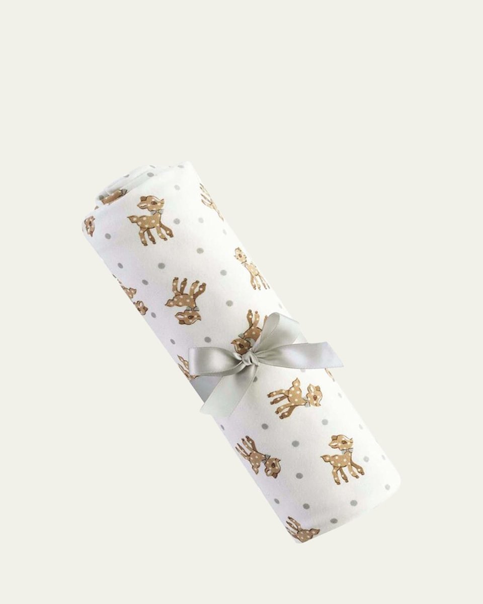 Girl's Fawn-Print Jersey Blanket, 37.4" x 37.4"